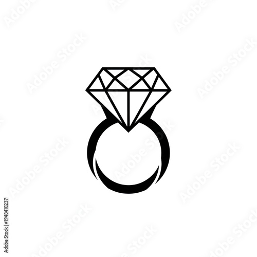 Minimalist Symmetrical Diamond Ring Logo Design with Geometric Faceted Lines