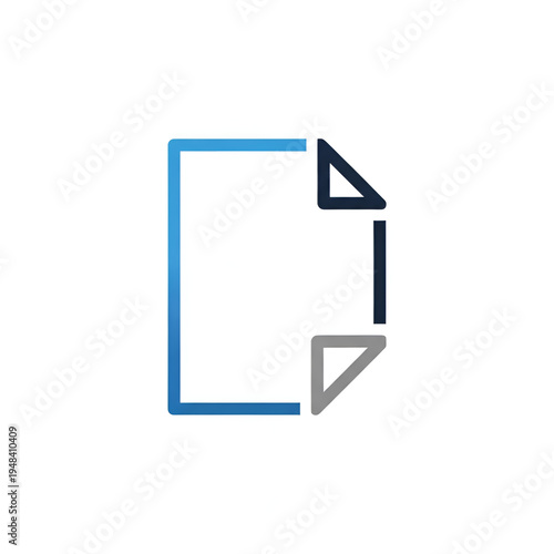 Minimalist Geometric Paper Document Logo with Folded Corner