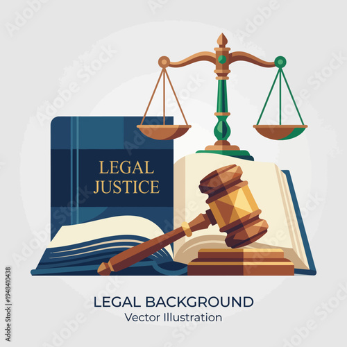 An informative image showcasing a gavel, legal books, and scales representing justice, emphasizing the fundamental concepts of law, authority, and the judicial system.