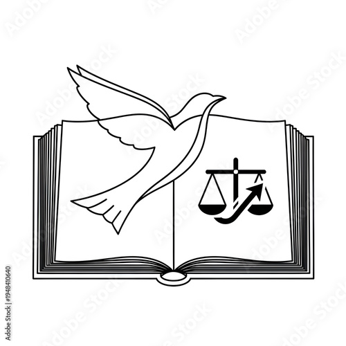 Minimalist Line Art Law Book with Bird Shaped Pages for Legal Branding