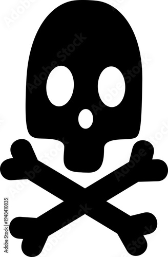 Simple skull and crossbones silhouette. Spooky Halloween danger symbol vector illustration.