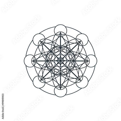 Metatron's Cube Sacred Geometry Symmetrical Vector Logo