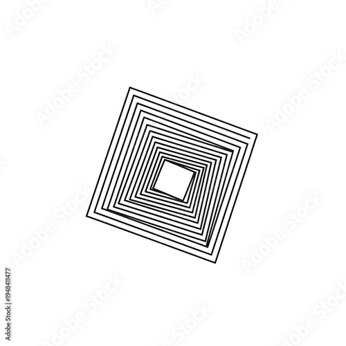 Modern Abstract Geometric Logo with Nested Concentric Squares Rotated 45 Degrees