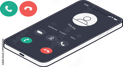 Smartphone Call Interface UI Mockup Set, Modern Mobile Phone Calling Screen Vector Template