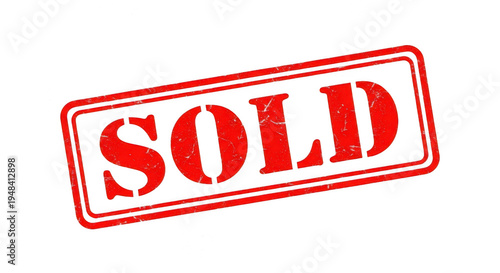 Red sold stamp sign with a grunge texture for business marketing isolated png