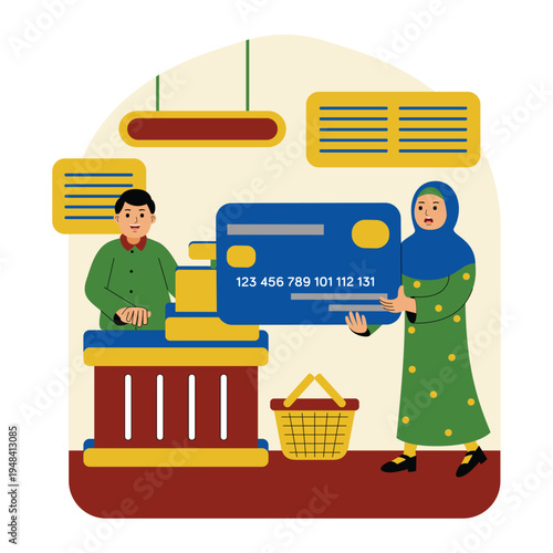 Customer Paying with Credit Card at Store Checkout