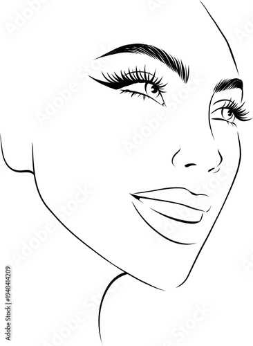 Outline Woman Face Portrait
