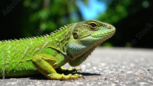 Green Iguana Close-Up - A Reptilian Portrait in Natural Light.