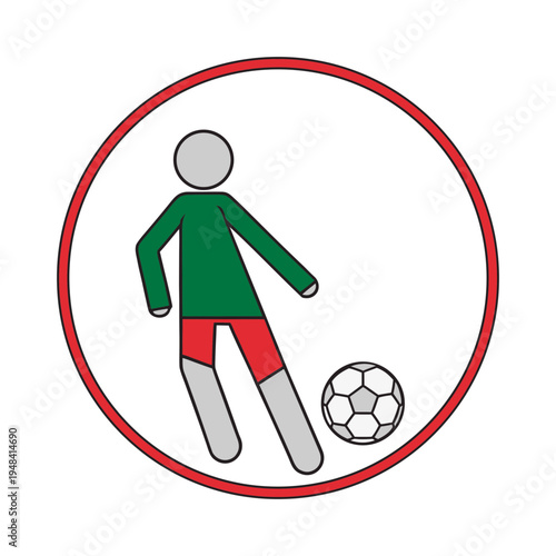 Soccer Player Kicking Ball Icon Vector Illustration Sport Game Football Action