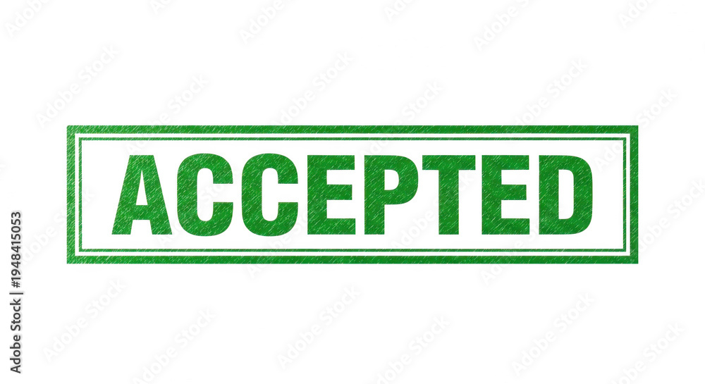 Fototapeta premium Green accepted rubber stamp seal sign on a simple flat surface isolated png