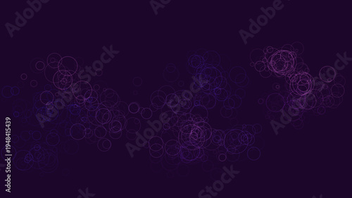 Abstract scattering of purple circles on a dark background