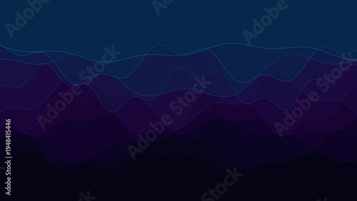 Abstract flowing dark blue and purple lines forming wavy layers against a dark background