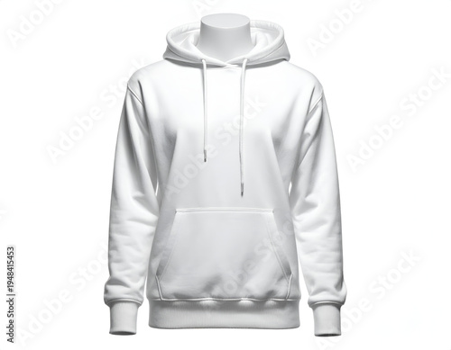 Plain white hooded sweatshirt with front pocket (1)