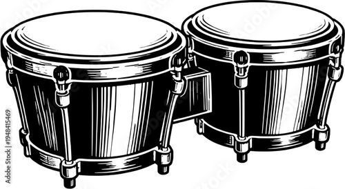 Bongos Silhouette Percussion Musical Instrument Vector Icon