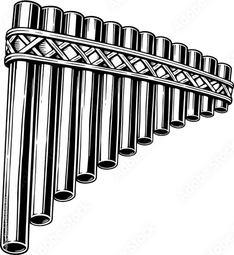 Pan Flute Silhouette Woodwind Musical Instrument Vector Icon