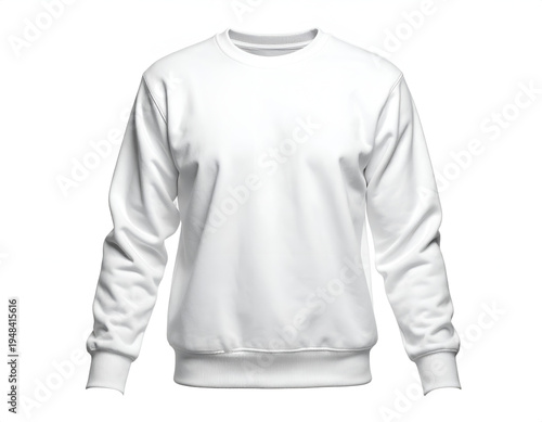 Plain white crewneck sweatshirt, front view, isolated
