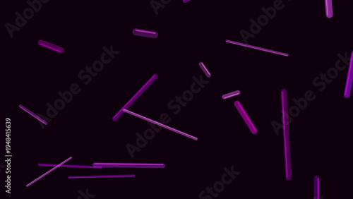 Abstract purple geometric shapes floating and rotating against a dark background