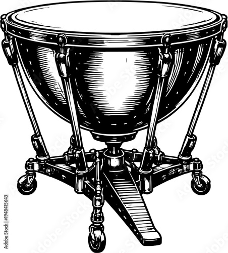 Timpani Silhouette Percussion Musical Instrument Vector Icon