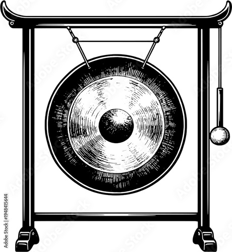 Gong Silhouette Percussion Musical Instrument Vector Icon
