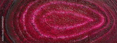 Panoramic banner of sliced raw beetroot close-up