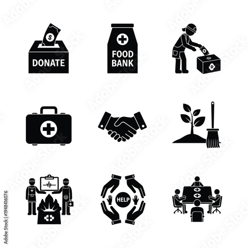charity and donation icons vector