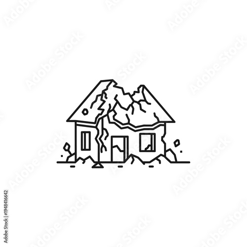 Burning house on fire damage.