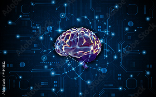 Artificial neural network or artificial intelligence brain. Digital brain science for future learning. modern technology innovation concept background