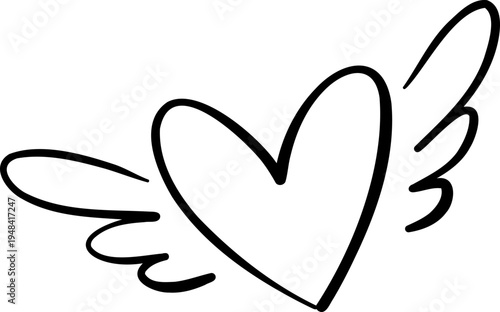 Heart Angel Wings Doodle