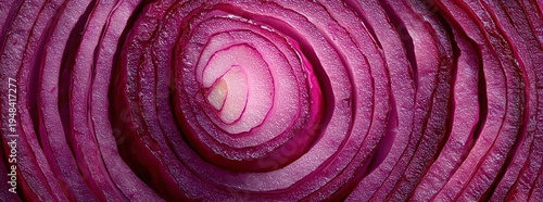 Panoramic banner of red onion close-up