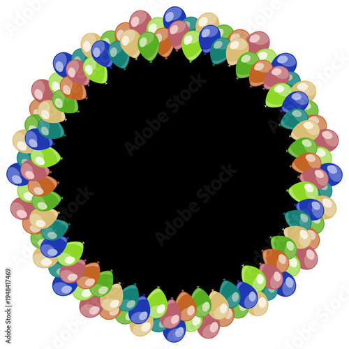 Round frame with balloons.