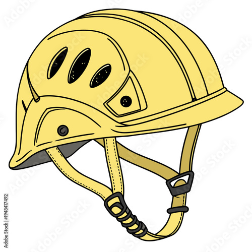 Yellow hard hat with chin straps and ventilation holes safety helmet construction hat