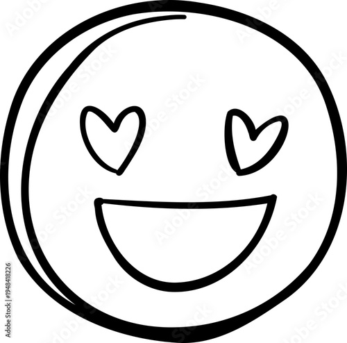 Smile Emoji Hand Drawn Heart Eyes