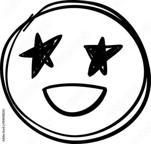 Smile Star Eyes Doodle Hand Drawn