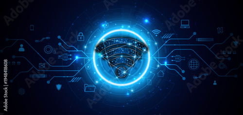 Abstract wifi symbol. Concept of communication technology, internet signal or wireless connection.