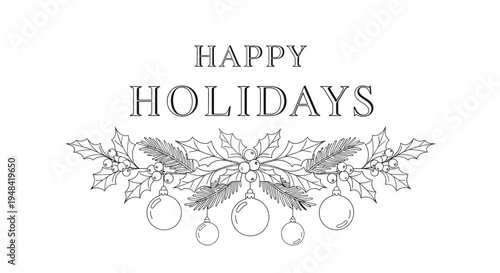 Black and white holiday greeting text.