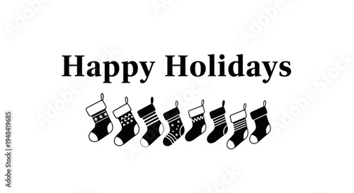 Black Christmas stockings on white background.