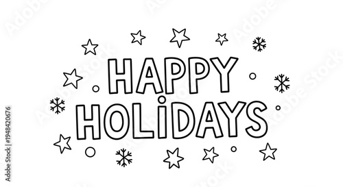 Black Happy Holidays Text Illustration.