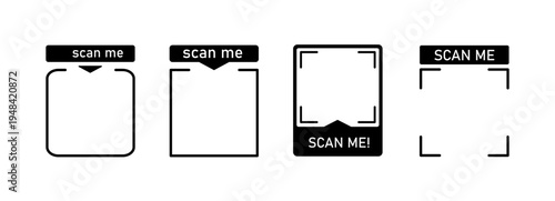 Set with scan me icon for qr code. Scanner border shape. Screen of frame scanner for mobile phone. Vector illustration