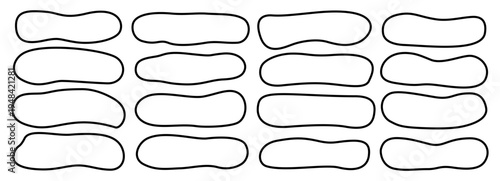 Rectangle irregular organic set with line cute vector shape frame box. Hand drawn rough collage with abstract wavy background. Text rectangle banner with figure graphic shape