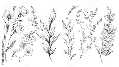 Leaf silhouettes, vector collection, diverse leaves shapes, nature elements. Ideal for eco friendly brand aesthetics, botanical illustrations, educational materials, artistic designs, decorations.
