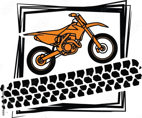 Motocross Dirt Bike Jumping Over Rocks Illustration Vector Art