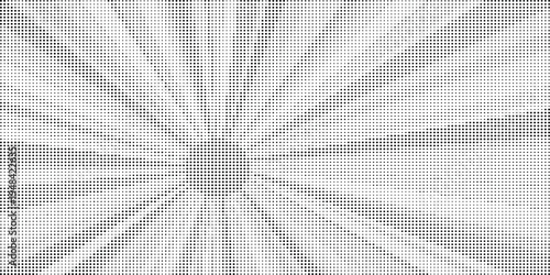 Abstract monochrome background featuring a radial halftone dot pattern with a central focal point Vector