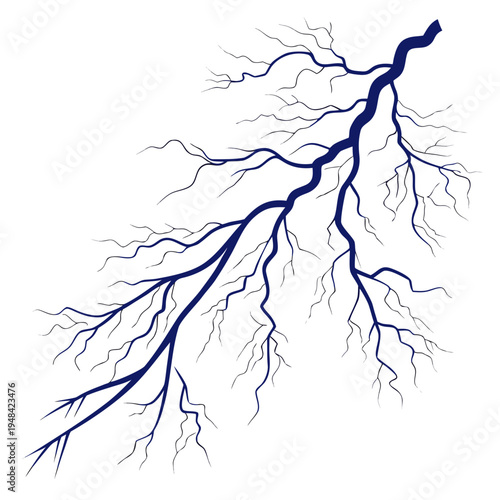 Blue lightning bolts on white background electric