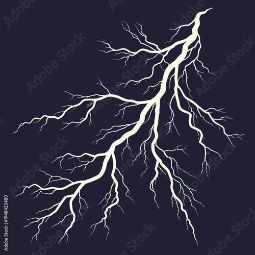 White lightning bolts on dark blue background electric