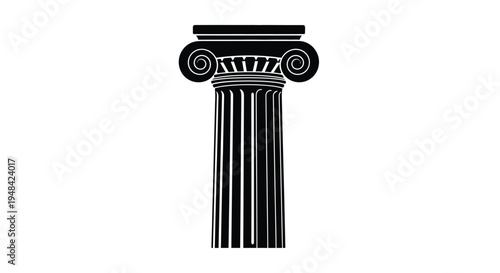 Ancient greek column capital in striking black and white silhouette
