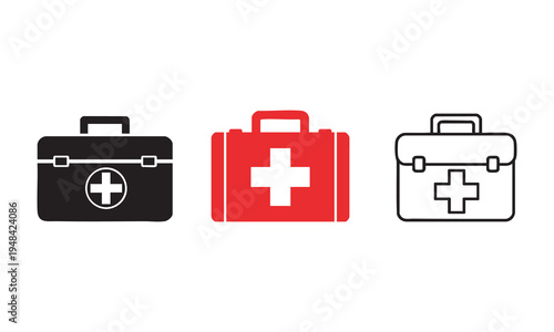 Set of 3 first aid kit icons vector