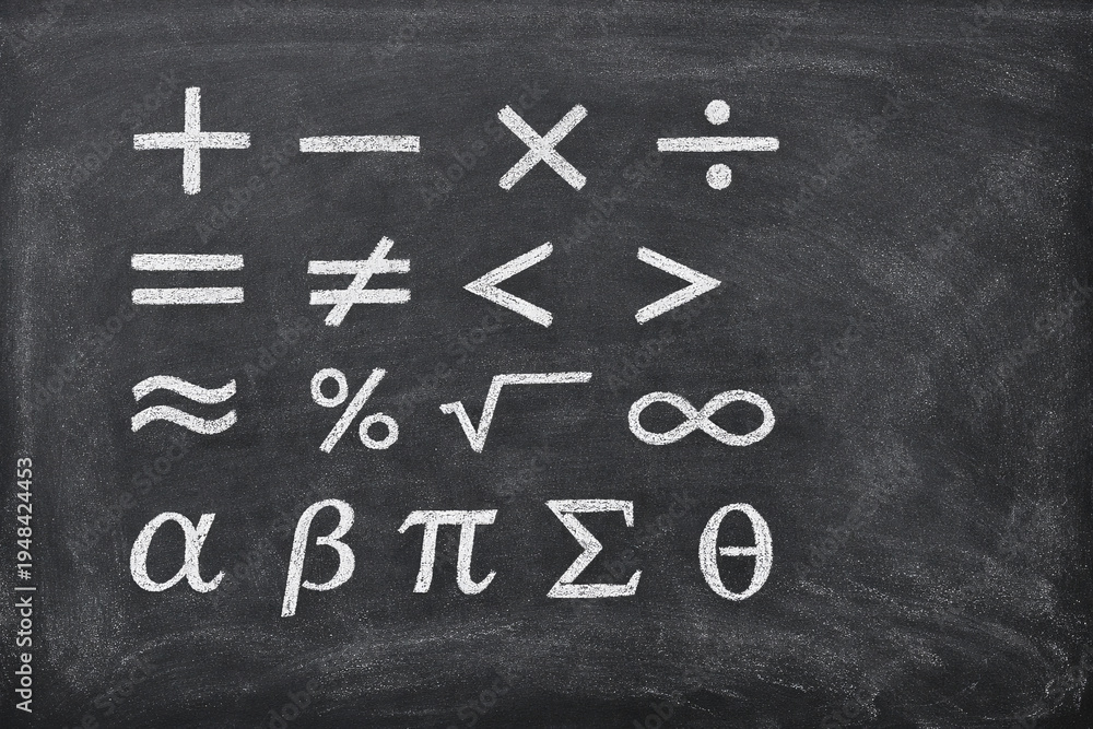 Fototapeta premium Mathematical symbols on chalkboard