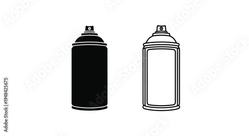 Two spray paint cans depicted in contrasting black styles silhouette