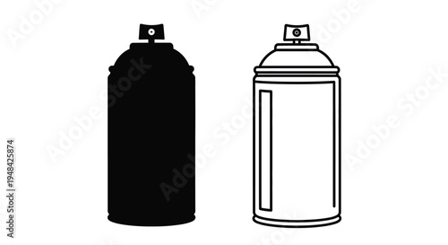 Two spray paint cans one solid and one outlined silhouette