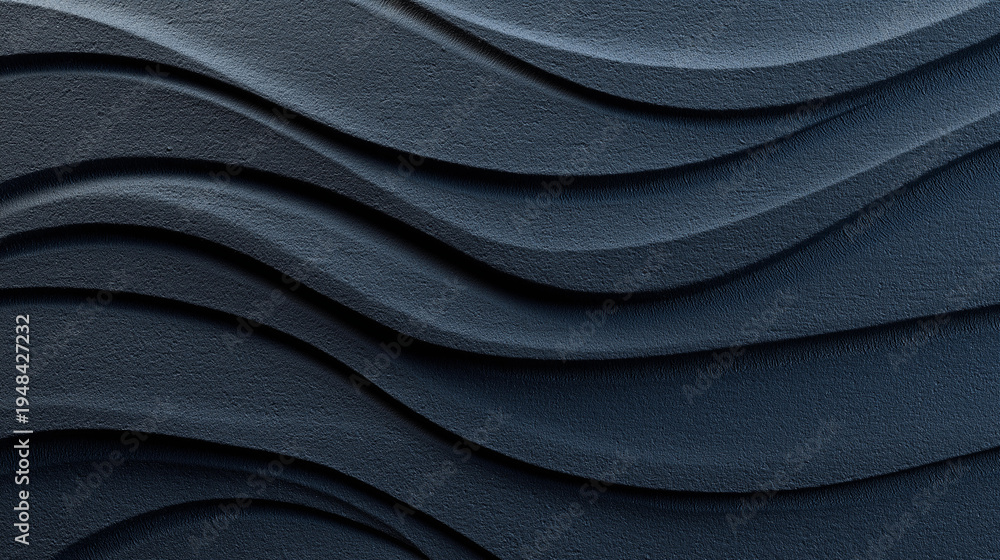 Obraz premium Dark abstract art background with wavy contours and tactile black layered surface, creating a deep dimensional texture, dark wave contour, black tactile abstract, layered dark